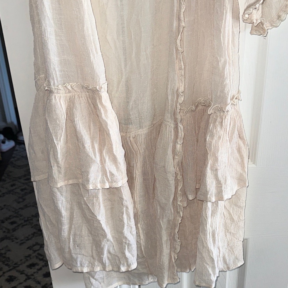 Easel Cream Ruffle Open-Front Top - Picture 2 of 6